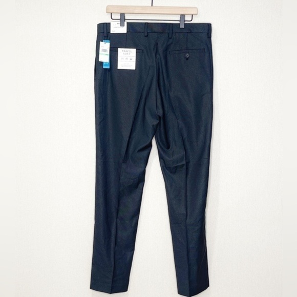 Perry Ellis 34x32 Flat Front Slim Fit Dark Brown Mens Dress Pants - Picture 2 of 4